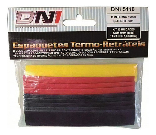 Espaguete Termo Retratil 10mm Dni - Dni5110 C/ 10