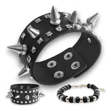 Bracelete Pulseira Couro Spike Tachas Punk Rock Metal 2