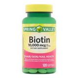 Biotin 10000mcg - Vitamina Spring Valley - 120 Unid