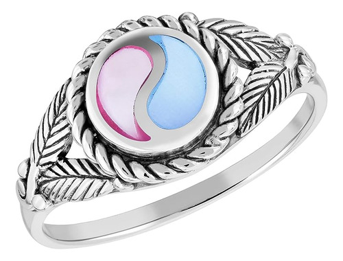 Embrace Soulful Yin Yang Anillo Plata 925 Con Madreperla Ros