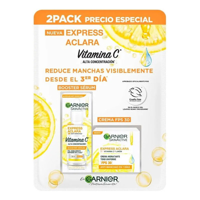 Garnier Kit Vitamina C: Sérum Concentrado + Crema Hidratante Iluminadora | Envío gratis