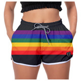 Short Bloquinho Carnaval Praia Arco Iris Feminino Micareta