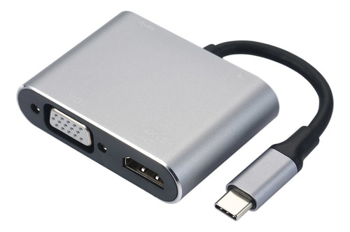 4 En 1 Hub Tipo-c A Hd Vga Adaptador Usb Tipo-c Multipuerto