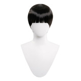 Peluca Negra De Cosplay Anime Para Hombre, Pelo Corto Con Fl