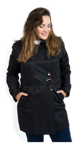 Piloto Mujer Trench Talles Grandes Impermeable Capucha 