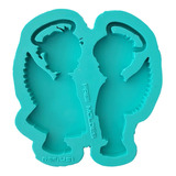 R457 Molde Silicone Resina Casal Anjos Chaveiro Lembrancinha