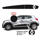 Adesivo Faixa Lateral Renault Kwid Com Emblema Vazado