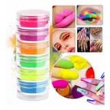 Polvo Fluorecente Uñas Y Maquillaje Make Up X 6 Colores