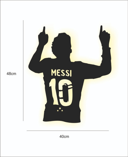 Cuadro Silueta Messi Led - Medio Cuerpo 48cm