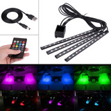 Coche Chasis Luces Juego De 4 Tira Led Rgb Para Tubo De Auto