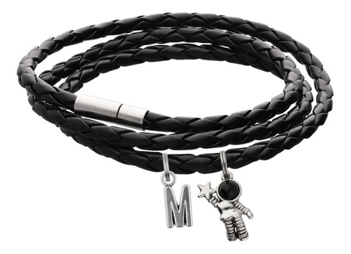 Pulsera Astronauta Espacio Brazalete Dije Letra Inicial Moda