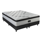 Sommier Europea Simmons Beautyrest Platinum King De 200cmx200cm  Blanco Y Gris Oscuro Con Base Dividida