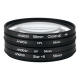 Kit De Lentes +star Polarizer, 8 Puntos, 58 Mm, Kit Andoer C