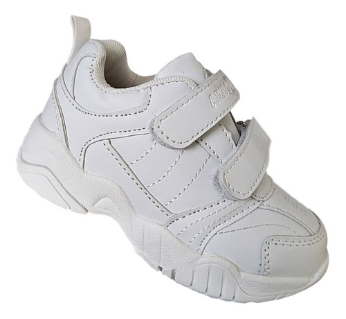 Zapatillas Blancas Escolares Deportivas Con Velcro - 7060
