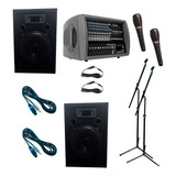 Combo Sonido Consola Potenciada Moon M6612usb + Cajas Y Acc 