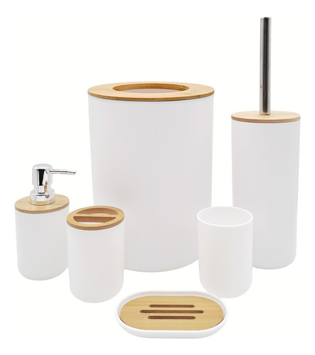 Set Completo Baño X6 Piezas Plástico Bambu Hsk