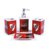 Set De Baño 4 Piezas River Plate Oficial Futbol Blanqueria 