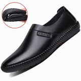 Zapatos De Cuero Negros Con Suela Suave, Cómodos, Casuales P