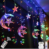 Luces Led De Cortina Para Fiestas Con Estrellas Y Lunas -