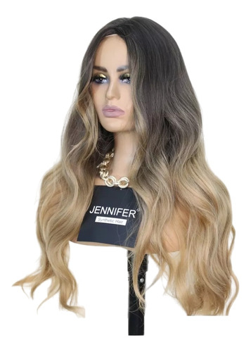 Peruca Loira Ombre 65cm Fibra Orgânica Igual Cabelo + Wig 