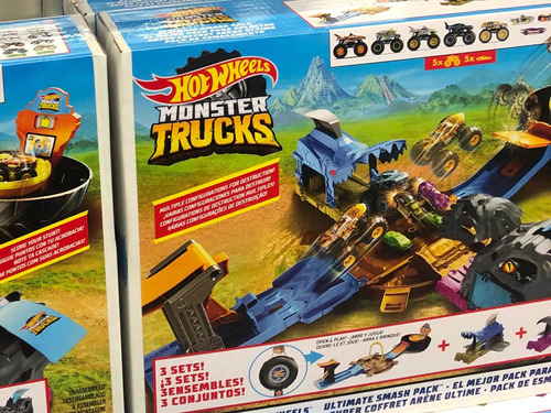 Monster Trucks Pack 5 Grande Pista Hot Wheels Juguetes