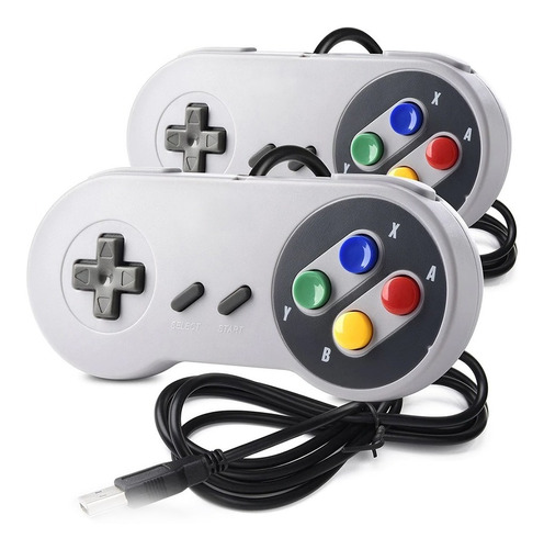 2 Controle Super Nintendo Snes Joystick Usb Emulador Para Pc