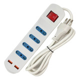 Alargador Zapatilla Eléctrica 4 Posiciones 2 Usb 1.5 Metros