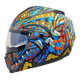 Casco Abatible Para Moto Kov Stealth Alebrije Azul Tamaño Del Casco L