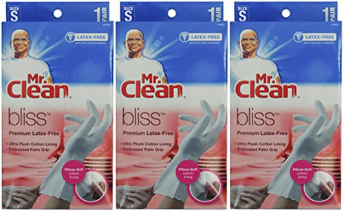 Guantes Premium Sin Látex Mr. Clean Bliss, Pequeños, 3 Pares