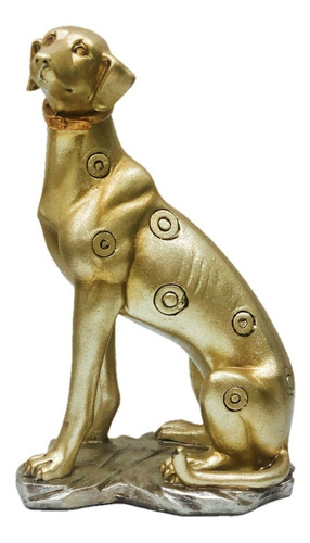 Cachorro Estatua Enfeite Decorativo Dourado De Resina 
