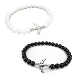 Pulseras Para Pareja Aviones Piedra Onix Iconic Store