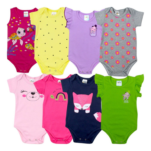 Kit 3 Body Infantil Bebê Menina Verão Sortidas Estampadas 