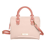 Bolsa Feminina Petite Jolie Lana Baú Transversal Barata Cor Rose Com Nude