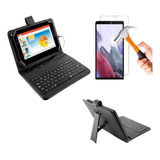 Capa Com Teclado + Película Para Tablet Samsung A7 Lite 8.7p