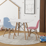 Conjunto De Mesa Eames Infantil 68cm 1 Cadeira Azul E Rosa