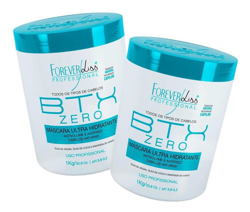 02 Forever Liss Máscara Btx Zero Hidratante Sem Formol 1kg