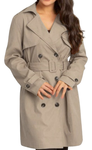 Trench Coat Feminino Sobretudo Botões Fivela Impermeável 