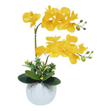 Arranjo Flores Decoração Orquídeas Amarelas Artificiais 