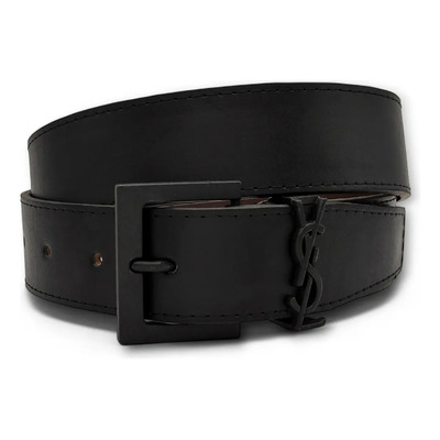 Cinturón Ysl Monogram Plaque De Cuero Dama Y Caballero Color Negro \u002F Ysl Negro Matte Talla L (125cm) | Meses sin interés