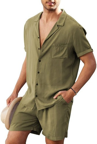 Conjunto De Camisa Para Hombre Casual Vacaciones Playa Moda
