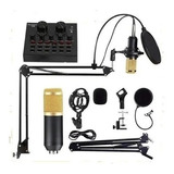 Kit Completo Microfone Bm800 Mini Placa Mesa V8 Live Sound