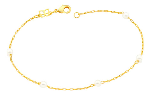 Pulseira Rommanel Joias Feminina Fio Ouro 18k Pérolas 20 Cm