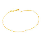 Pulseira Rommanel Joias Feminina Fio Ouro 18k Pérolas 20 Cm