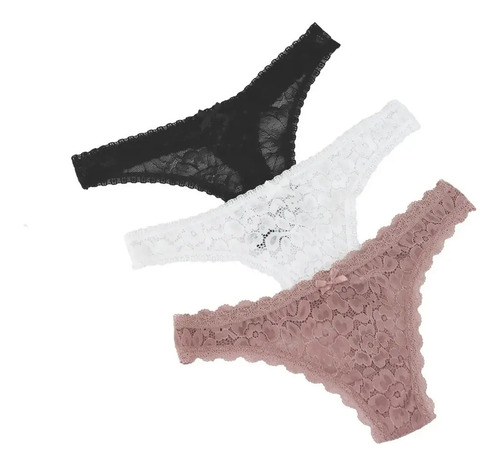 Set De 3 Tangas Con Encaje De Moda Sexybox Mod. 5572