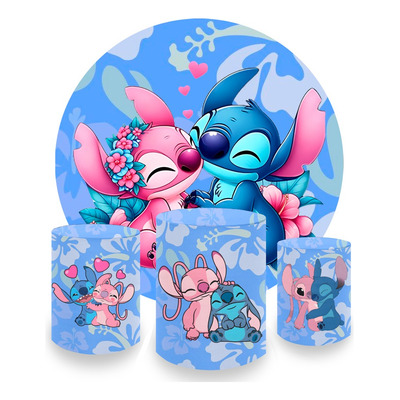 Capa De Painel Redondo Trio Capa Cilindro Festa Lilo Stitch