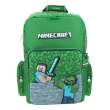 Mochila Escolar Grande Chenson Original Minecraft Steve Creeper Mundo Infinito Xbox Backpack Niños Primaria Secundaria
