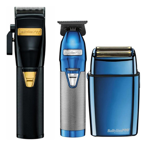 Combo Babyliss Pro Blue Maquina De Cortapelo + Trimmer + Sha