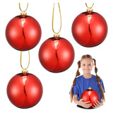 4 Piezas De Bolas De Navidad Rojas De 6.0 Pulgadas, Bola Dec