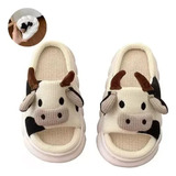 Lindas Pantuflas De Vaca Para Mujeres Hogar Interior E Exte