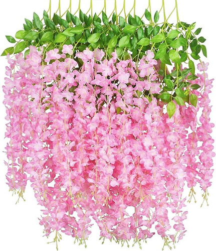 Flores Artificiales Wisteria Glicina Colgantes Deco X12 Unds